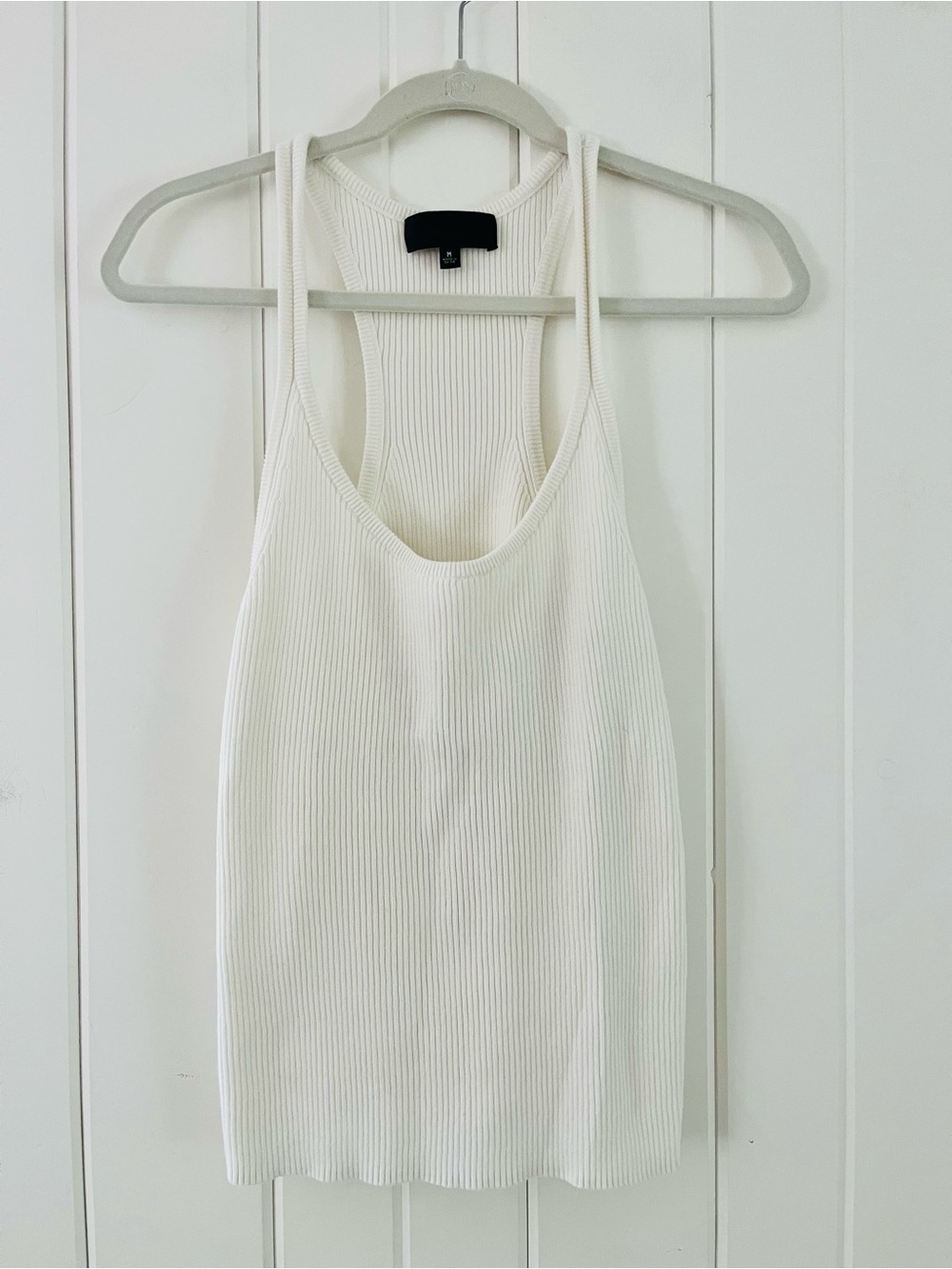 Nili Lotan Cream Ribbed Racerback Sweater Tank, Sz M (P2P 14”)